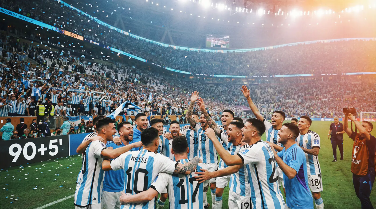 Argentinische Nationalmannschaft feiert den WM-Titel 2022 in Katar